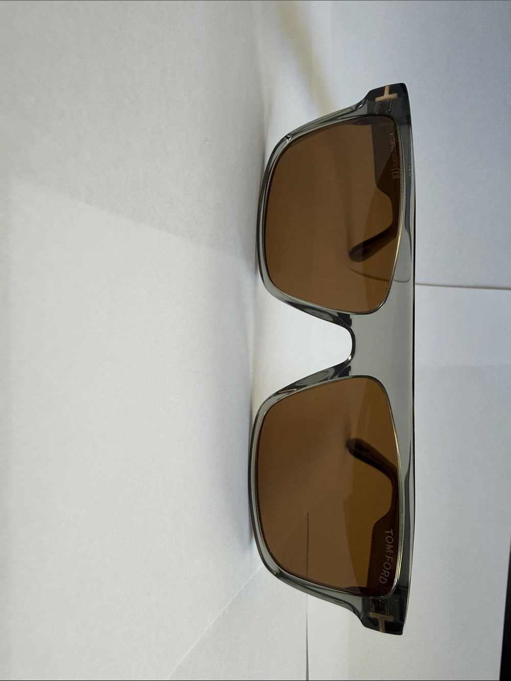 Tom Ford Gray Transparent Frame with Brown Lenses Men's Sunglasses